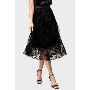 NEW GIBSONLOOK flocked party skirt in black